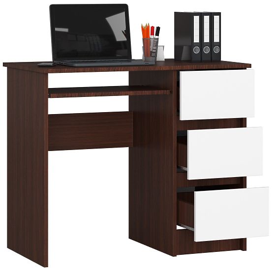SCHREIBTISCH A-6 CLP WENGE - WEISS RECHTS