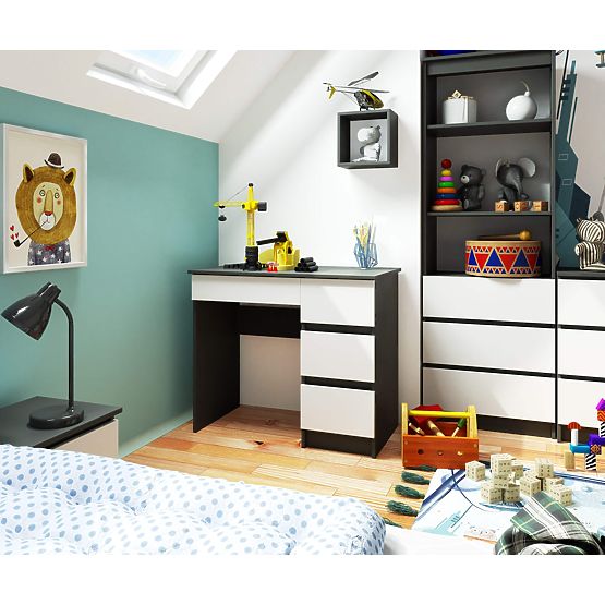 SCHREIBTISCH A-7 CLP PK GRAU / WEISS RECHTS