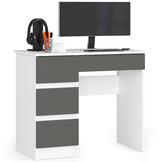 SCHREIBTISCH A-7 CLP PK WEISS / GRAU LINKSAUSRICHTUNG