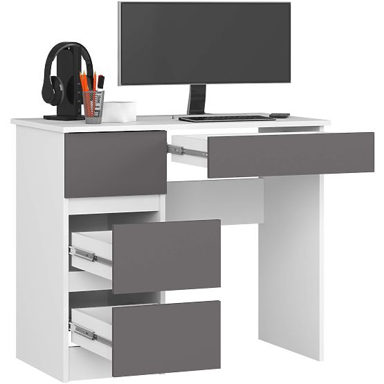SCHREIBTISCH A-7 CLP PK WEISS / GRAU LINKSAUSRICHTUNG