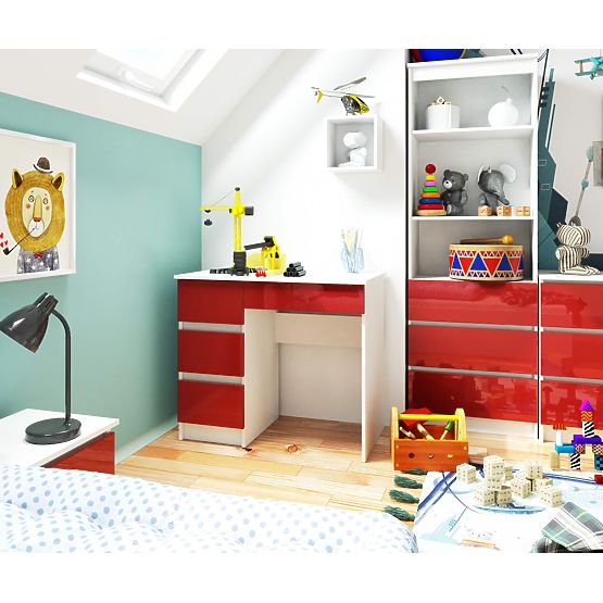 SCHREIBTISCH A-7 CLP ROT GLÄNZEND LINKS