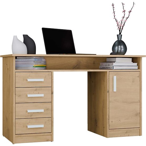 Schreibtisch ADA EICHE ARTISAN 125 cm 4 Schubladen Schrank Regale für Büro Zimmer für Laptop