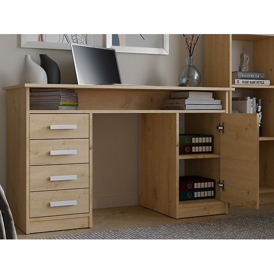 Schreibtisch ADA EICHE ARTISAN 125 cm 4 Schubladen Schrank Regale für Büro Zimmer für Laptop
