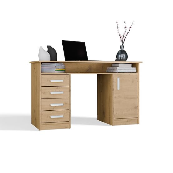 Schreibtisch ADA EICHE ARTISAN 125 cm 4 Schubladen Schrank Regale für Büro Zimmer für Laptop