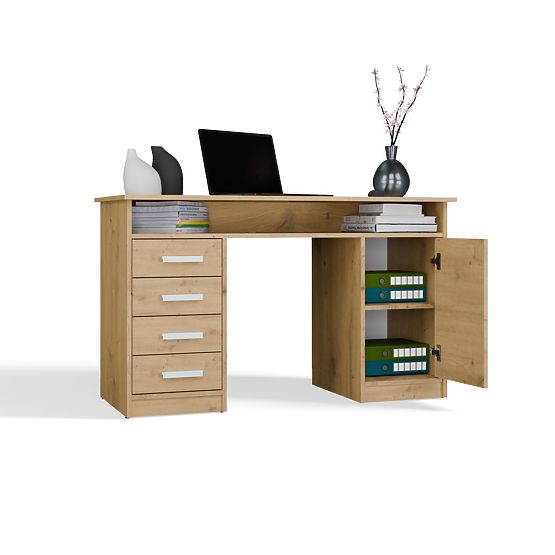 Schreibtisch ADA EICHE ARTISAN 125 cm 4 Schubladen Schrank Regale für Büro Zimmer für Laptop