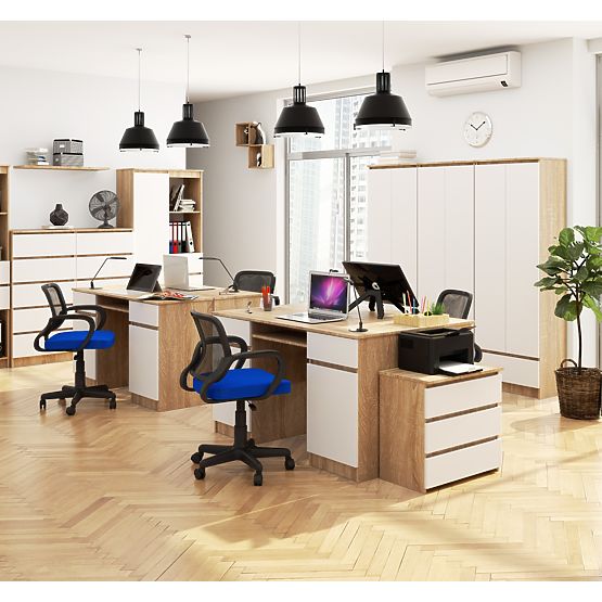 SCHREIBTISCH CLP A5 2D 2SZ PK SONOMA / WEISS