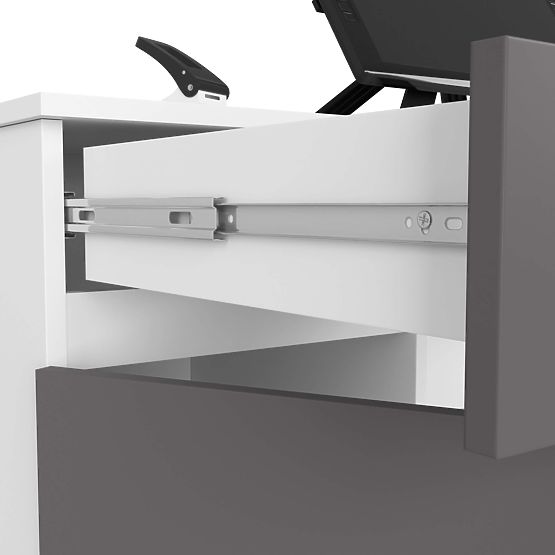 SCHREIBTISCH CLP A5 2D 2SZ PK WEISS / GRAU