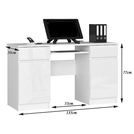 SCHREIBTISCH CLP A5 2D 2SZ PK WEISS HOCHGLANZ