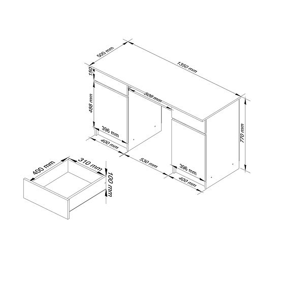 SCHREIBTISCH CLP A5 2D 2SZ WEISS