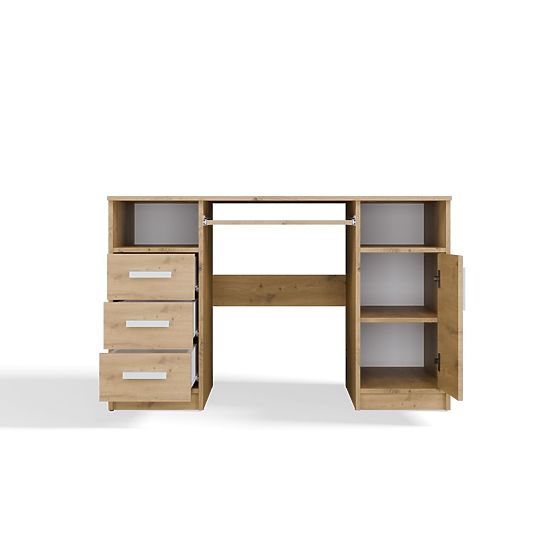 SCHREIBTISCH DELTA EICHE ARTISAN 120 cm 3 Schubladen Schrank Regal Für Büro Zimmer Für Laptop