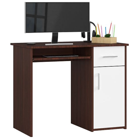 SCHREIBTISCH PIN WENGE / WEIß