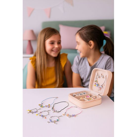 Set zur Herstellung von Armbändern, Halsketten, Anhängern, Perlen 66 Elemente + Organizer und Tasche