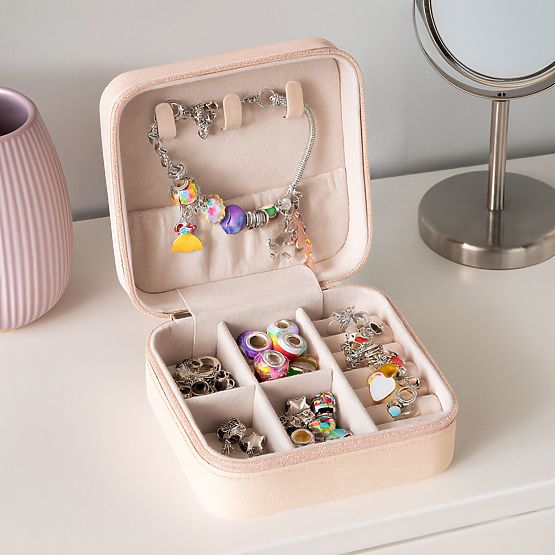 Set zur Herstellung von Armbändern, Halsketten, Anhängern, Perlen 66 Elemente + Organizer und Tasche