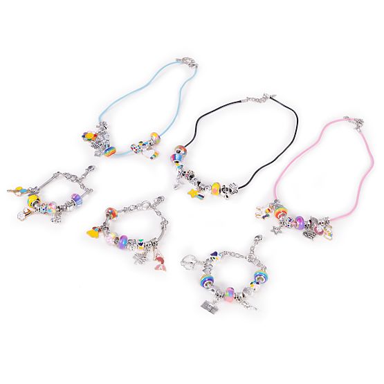 Set zur Herstellung von Armbändern, Halsketten, Anhängern, Perlen 66 Elemente + Organizer und Tasche