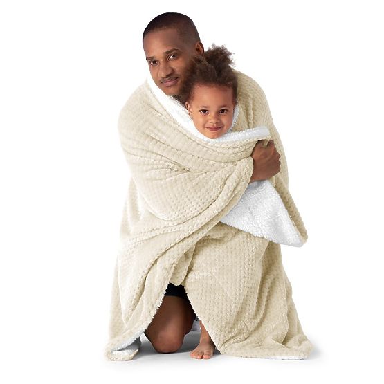 SHLEEPY Decke beige mit Jacquardmuster klassischer Stil 220x240