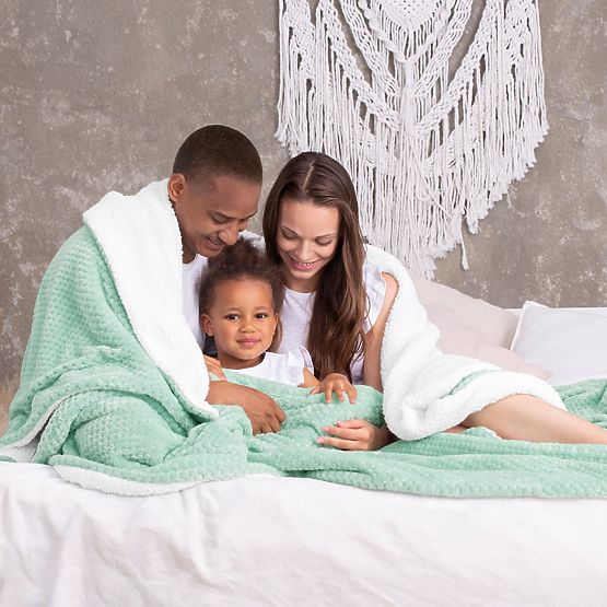 SHLEEPY Decke Farbe Minze jacquardgeprägt klassischer Stil 130x180