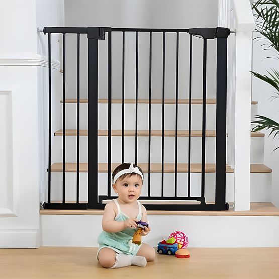 Sicherheitsbarriere 74-105 cm für Treppen und Türen, Stahl, Zusatzpaneele, schwarz ECOTOYS