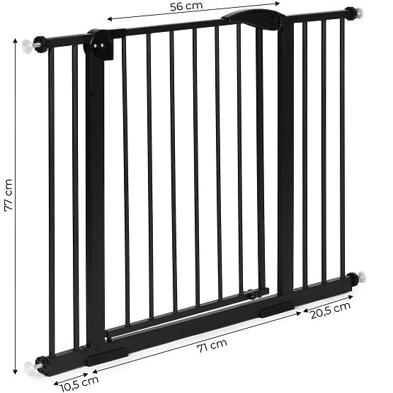 Sicherheitsbarriere 74-105 cm für Treppen und Türen, Stahl, Zusatzpaneele, schwarz ECOTOYS