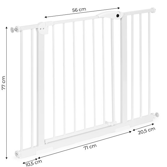Sicherheitsbarriere 74-105 cm für Treppen und Türen, Stahlzusatzpaneele, weiß, ECOTOYS