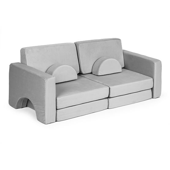 Großes faltbares modulares Kindersofa 2-Sitzer DIY 10 weiche Kissen - grau ECOTOYS