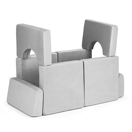 Großes faltbares modulares Kindersofa 2-Sitzer DIY 10 weiche Kissen - grau ECOTOYS
