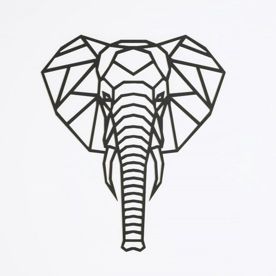 Geometrische Malerei aus Holz - Elefant - verschiedene Farben Farbe: Schwarz