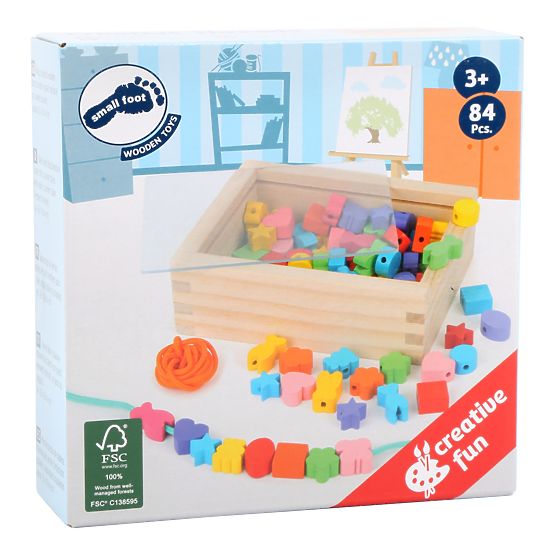 Small Foot Aufreihperlen aus Holz in einer Box