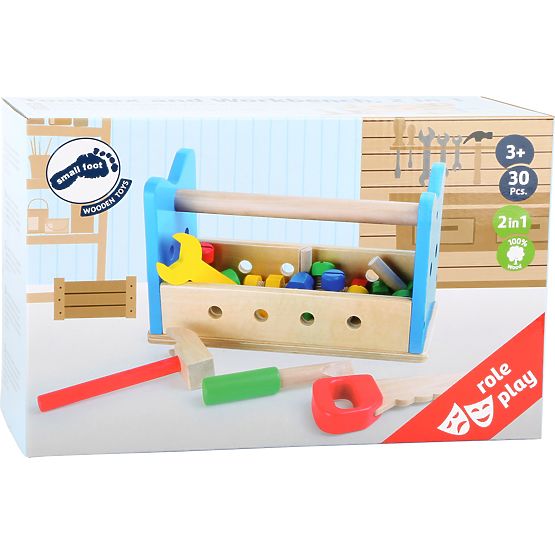 small foot Holz-Werkbank und Werkzeugkasten 2-in-1