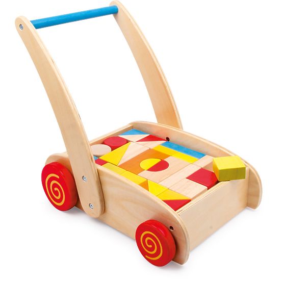 small foot Holzlauflernwagen mit Bauklötzen im Wagen