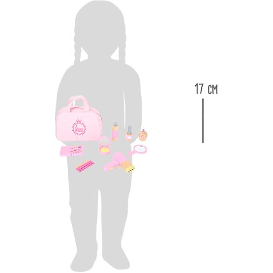 small foot Kinder Kosmetiktasche rosa mit Holzzubehör