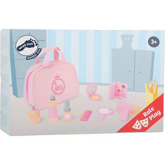 small foot Kinder Kosmetiktasche rosa mit Holzzubehör