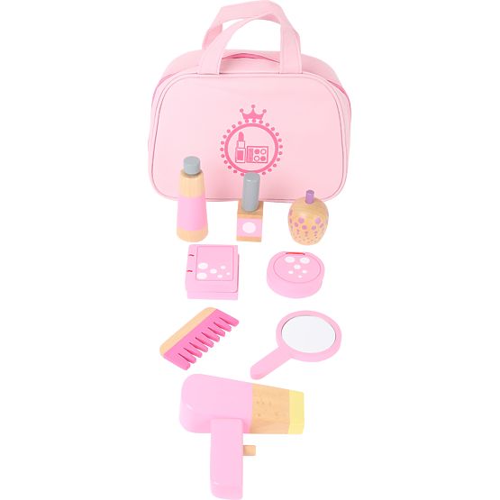small foot Kinder Kosmetiktasche rosa mit Holzzubehör