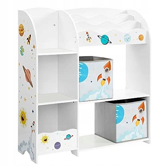 Spielzeugregal Schrank für Kinder 5 Regale 2 Aufbewahrungsboxen Bücherfächer