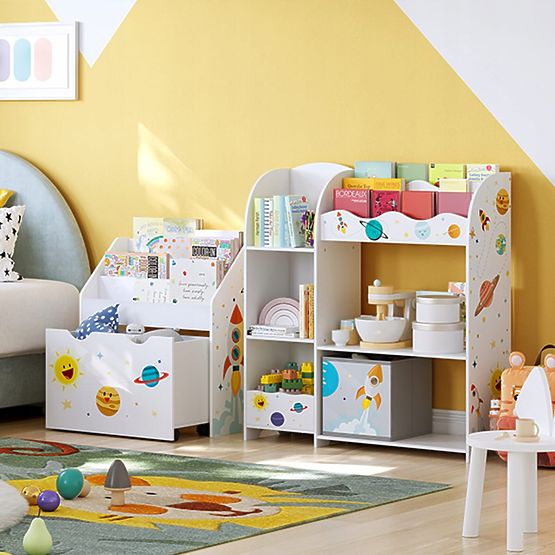 Spielzeugregal Schrank für Kinder 5 Regale 2 Aufbewahrungsboxen Bücherfächer