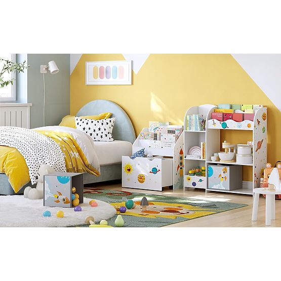 Spielzeugregal Schrank für Kinder 5 Regale 2 Aufbewahrungsboxen Bücherfächer