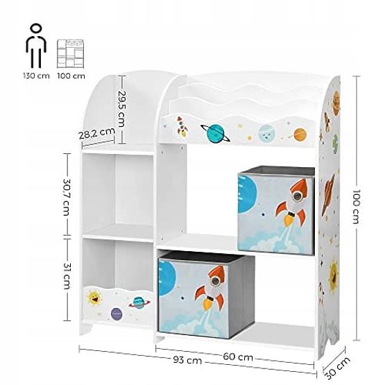 Spielzeugregal Schrank für Kinder 5 Regale 2 Aufbewahrungsboxen Bücherfächer