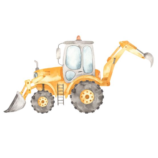 Spielzeugtruhe Daria weiß mit Druck Gelber Bagger