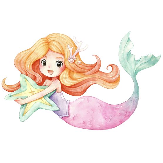 Spielzeugtruhe Daria weiß mit Meerjungfrau-Druck