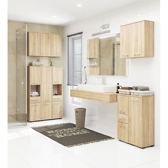 STEHENDER BADEZIMMERSCHRANK FIN S30 1D EICHE SONOMA