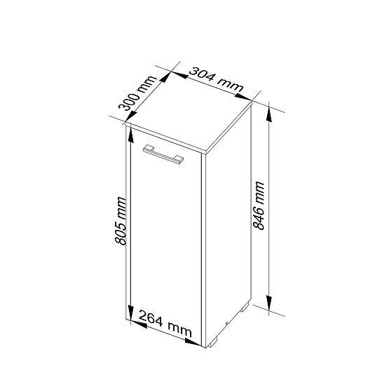STEHENDER BADEZIMMERSCHRANK FIN S30 1D SONOMA EICHE / WEISS