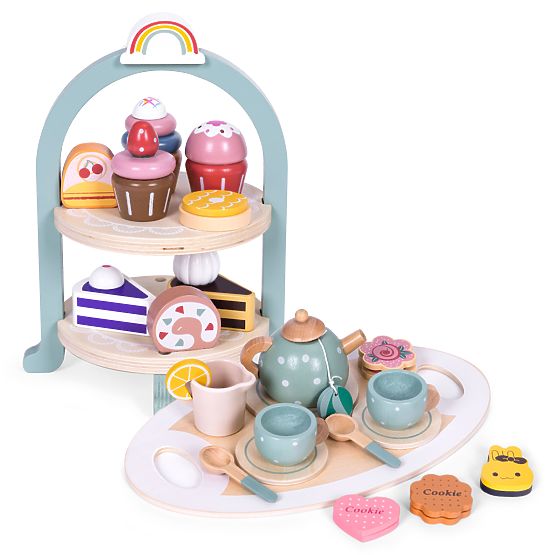Tee- und Kaffeeservice mit Süßigkeiten Tassen Kanne Tablett ECOTOYS