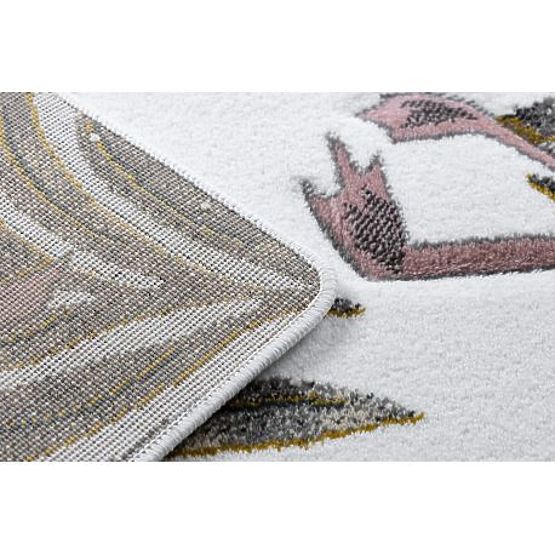 Teppich GARTEN, FLAMINGOS, MONSTERA BLÄTTER, cremefarben