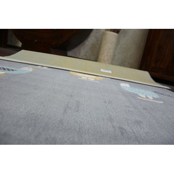 Teppich PASTEL 18413/072 - Küken Hähne Grau Türkis