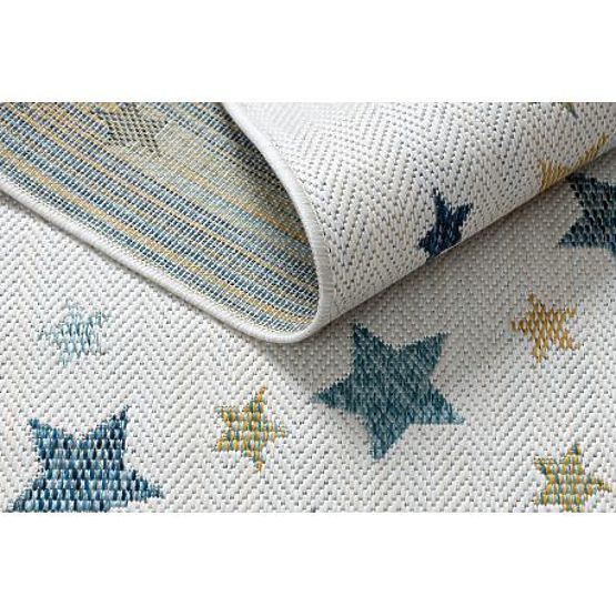 Teppich SISAL COOPER Sterne 22260 ecru / dunkelblau