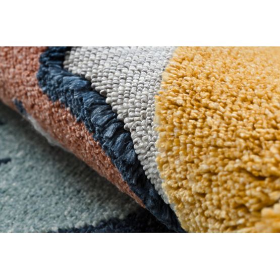 Teppich YOYO GD52 grau/gelb - Sterne, Wolken, Patchwork für Kinder, strukturell, sensorisch Fransen