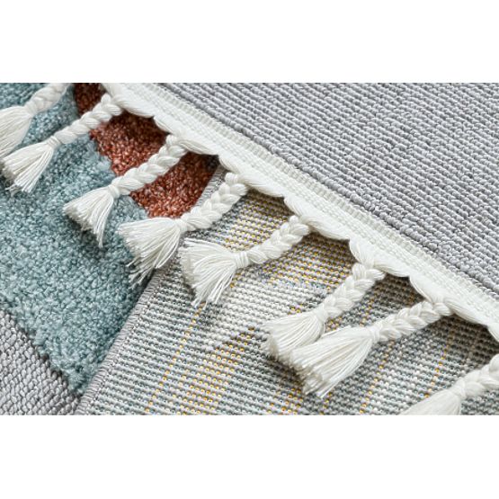 Teppich YOYO GD55 grau / blau - Sterne, Rakete für Kinder, strukturell, sensorische Fransen