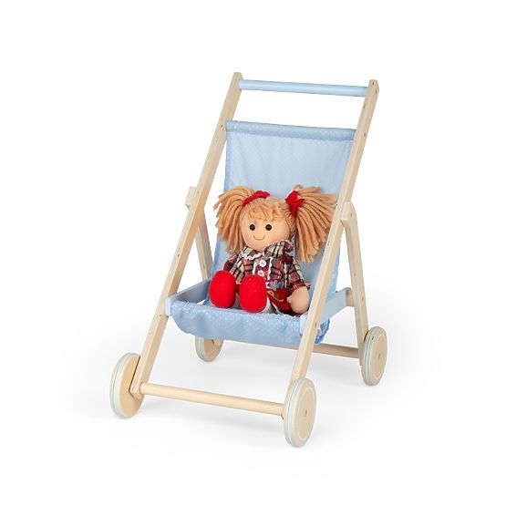 Tidlo Holz-Puppenbuggy blau