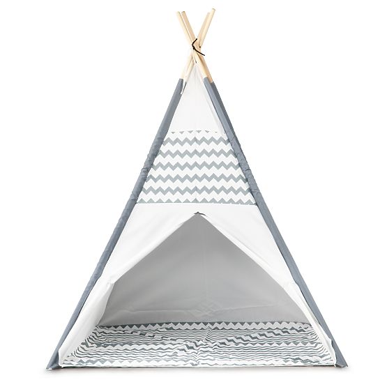 Tipi Kinderzelt - grau-weiß