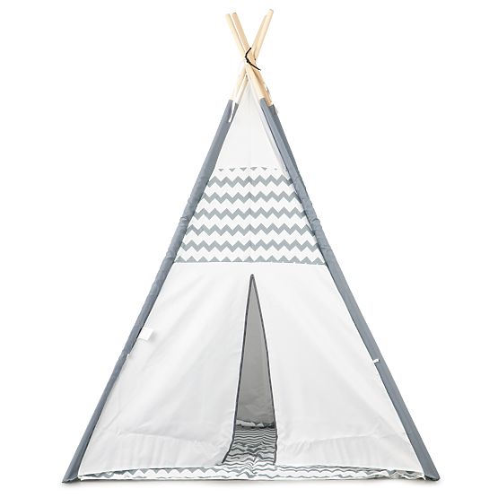 Tipi Kinderzelt - grau-weiß