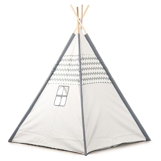 Tipi Kinderzelt - grau-weiß